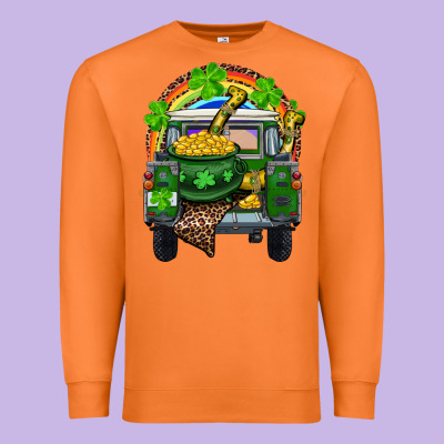 Premium Sweatshirt St Patrick's Day Truck With Pot Of Gold Horseshoe And Rainbow