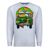 Heather Grey St Patrick's Day Truck With Pot Of Gold Horseshoe And Rainbow Premium Sweatshirt - RanaPortraitStore