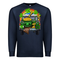 Navy St Patrick's Day Truck With Pot Of Gold Horseshoe And Rainbow Premium Sweatshirt - RanaPortraitStore
