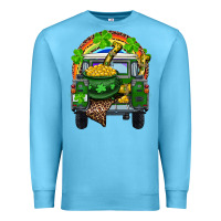 Ocean Blue St Patrick's Day Truck With Pot Of Gold Horseshoe And Rainbow Premium Sweatshirt - RanaPortraitStore