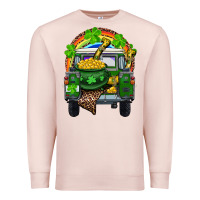 Pale Pink St Patrick's Day Truck With Pot Of Gold Horseshoe And Rainbow Premium Sweatshirt - RanaPortraitStore