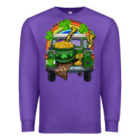 Purple St Patrick's Day Truck With Pot Of Gold Horseshoe And Rainbow Premium Sweatshirt - RanaPortraitStore