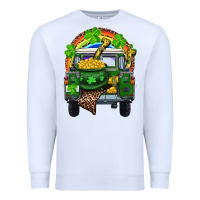 White St Patrick's Day Truck With Pot Of Gold Horseshoe And Rainbow Premium Sweatshirt - RanaPortraitStore