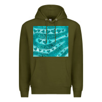 Army Green turquoise glitter heart Premium Hoodie - JahusDesignShop