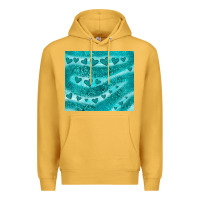 Mustard turquoise glitter heart Premium Hoodie - JahusDesignShop