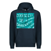 Navy turquoise glitter heart Premium Hoodie - JahusDesignShop