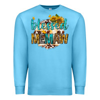 Ocean Blue blessed memaw with sunflowers Premium Sweatshirt - texasbilliewilder