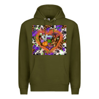 Army Green halloween heart Premium Hoodie - AdoDesignShop