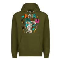Army Green bullskull hairstlist Premium Hoodie - AdoDesignShop