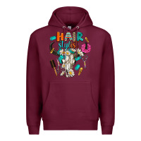 Burgundy bullskull hairstlist Premium Hoodie - AdoDesignShop