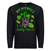 Black St. Patrick's Day My Pitbull Is My Lucky Charm With Hat Premium Sweatshirt - RanaPortraitStore