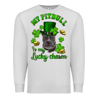 Dove Grey St. Patrick's Day My Pitbull Is My Lucky Charm With Hat Premium Sweatshirt - RanaPortraitStore