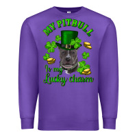 Purple St. Patrick's Day My Pitbull Is My Lucky Charm With Hat Premium Sweatshirt - RanaPortraitStore