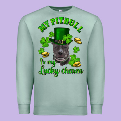 Premium Sweatshirt St. Patrick's Day My Pitbull Is My Lucky Charm With Hat