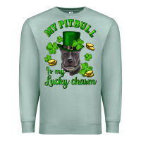 Seafoam St. Patrick's Day My Pitbull Is My Lucky Charm With Hat Premium Sweatshirt - RanaPortraitStore