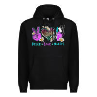 Black peace love nail art Premium Hoodie - AdoDesignShop
