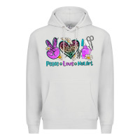 Dove Grey peace love nail art Premium Hoodie - AdoDesignShop