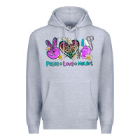 Heather Grey peace love nail art Premium Hoodie - AdoDesignShop