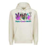 Oatmeal Heather peace love nail art Premium Hoodie - AdoDesignShop