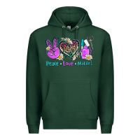 Sports Green peace love nail art Premium Hoodie - AdoDesignShop