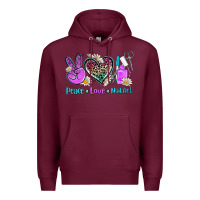 Burgundy peace love nail art Premium Hoodie - AdoDesignShop