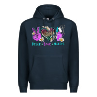 Navy peace love nail art Premium Hoodie - AdoDesignShop