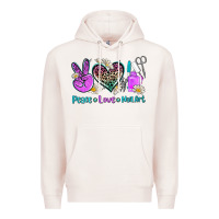 Pale Pink peace love nail art Premium Hoodie - AdoDesignShop