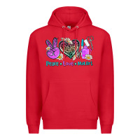 Red peace love nail art Premium Hoodie - AdoDesignShop