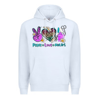 White peace love nail art Premium Hoodie - AdoDesignShop