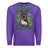 Purple St. Patrick's Day My Pitbull Is My Lucky Charm Premium Sweatshirt - RanaPortraitStore