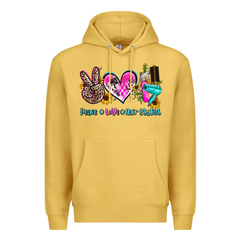 Peace Love Hair Stylist Premium Hoodie by AdoDesignShop | Teevron
