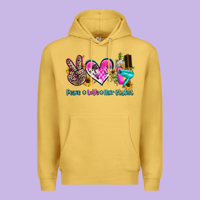 Peace Love Hair Stylist Premium Hoodie Designed By Adodesignshop