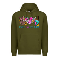 Army Green peace love hair stylist Premium Hoodie - AdoDesignShop
