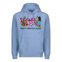 Colony Blue peace love hair stylist Premium Hoodie - AdoDesignShop
