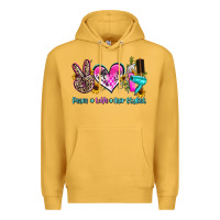 Mustard peace love hair stylist Premium Hoodie - AdoDesignShop