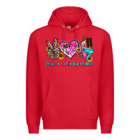 Red peace love hair stylist Premium Hoodie - AdoDesignShop