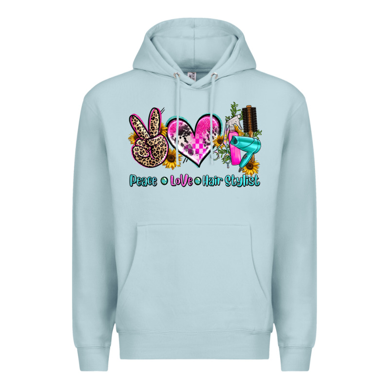 Peace Love Hair Stylist Premium Hoodie by AdoDesignShop | Teevron