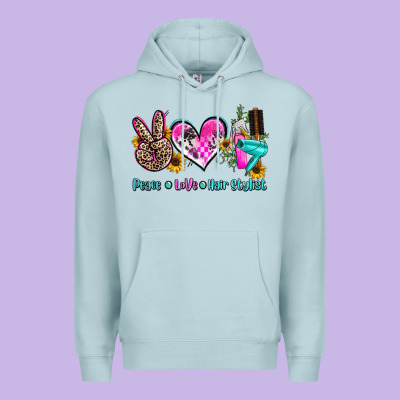 Peace Love Hair Stylist Premium Hoodie Designed By Adodesignshop