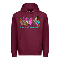 Burgundy peace love hair stylist Premium Hoodie - AdoDesignShop