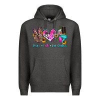 Charcoal Heather peace love hair stylist Premium Hoodie - AdoDesignShop