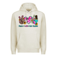 Oatmeal Heather peace love hair stylist Premium Hoodie - AdoDesignShop