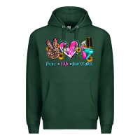 Sports Green peace love hair stylist Premium Hoodie - AdoDesignShop