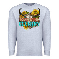 Heather Grey born and raised country tbw Premium Sweatshirt - texasbilliewilder
