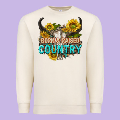 Premium Sweatshirt born and raised country tbw