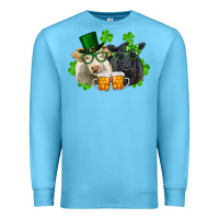 Ocean Blue St. Patrick's Day Charolais And Black Angus Cows Premium Sweatshirt - RanaPortraitStore