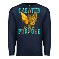 Navy created with a purpose Premium Sweatshirt - texasbilliewilder
