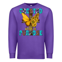 Purple created with a purpose Premium Sweatshirt - texasbilliewilder