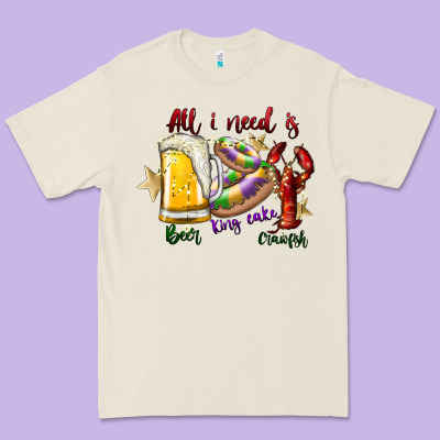 All I Need Is Beer King Cake Crawfish Premium Tee Designed By Sublimationcraftshop