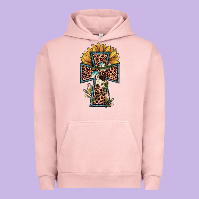Leopard Cross  Sunflower Urban Hoodie Designed By Jahusdesignshop