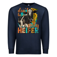 Navy dont be a salty heifer with sunflowers Premium Sweatshirt - texasbilliewilder